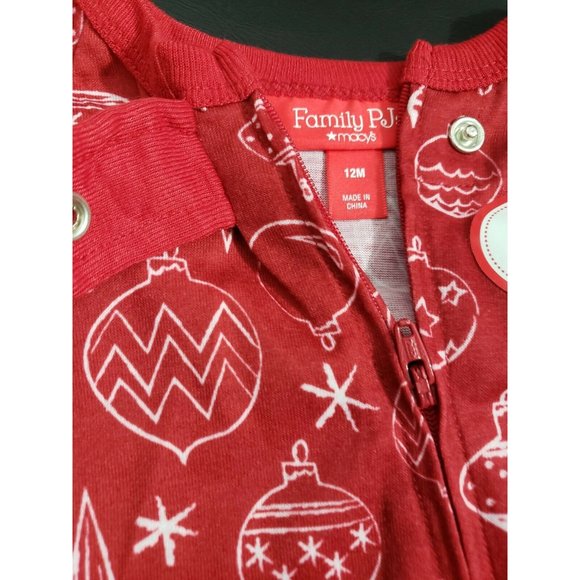 Family Pajamas Baby Ornament Print Footed Pajamas Red Size 12 Mo - Picture 5 of 7